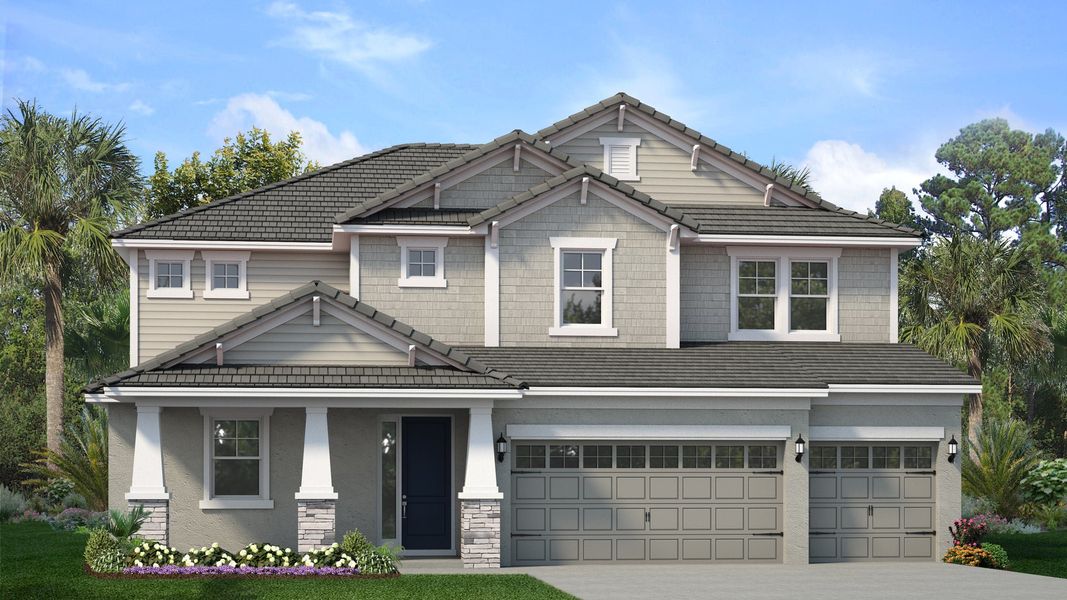 Representative exterior photo of a completed home built from the Redwood by Park Square Residential in Tamarack at Two Rivers, Zephyrhills, FL (Image 2).