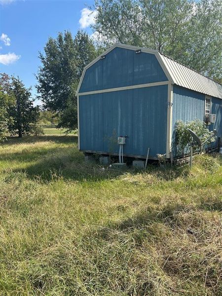 View of shed with cooling unit