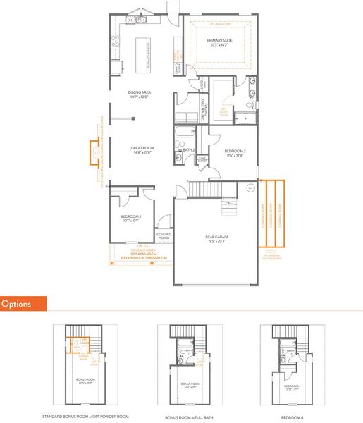 2D floor plan layout for the Dobson by True Homes in Westbrook Falls, Colfax, NC (Image 11).