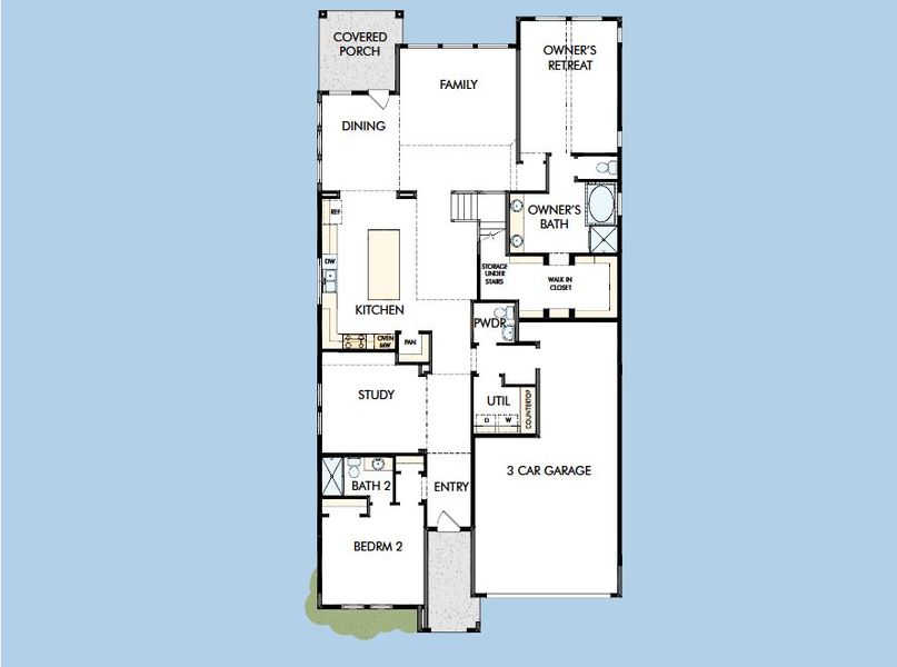 2D floor plan layout for the The Peony by David Weekley Homes in Goodland – Classic Series, Grand Prairie, TX (Image 3). 2D floor plan layout for the The Peony by David Weekley Homes in Goodland – Classic Series, Grand Prairie, TX (Image 3).