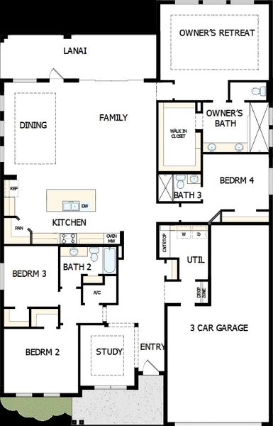 2D floor plan layout of this home in Chapel Crossings, Wesley Chapel, FL (Image 4).