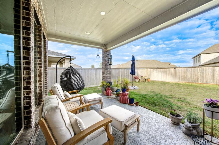 Cozy covered patio to enjoy the cool evenings.