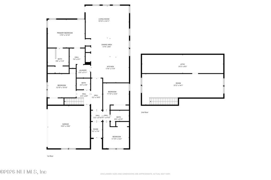 2D floor plan layout of this home in Palm Coast Homes, Palm Coast, FL (Image 7).
