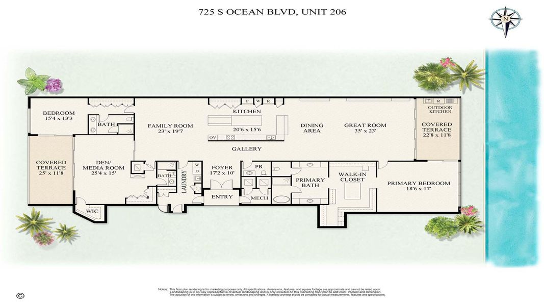 2D floor plan layout of this home in , Boca Raton, FL (Image 3).