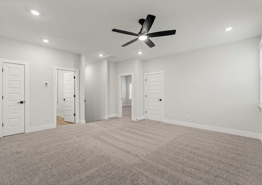 Upstairs you have a large flex space.