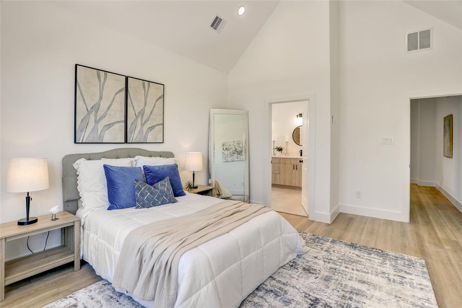 The primary bedroom has an en suite bath.