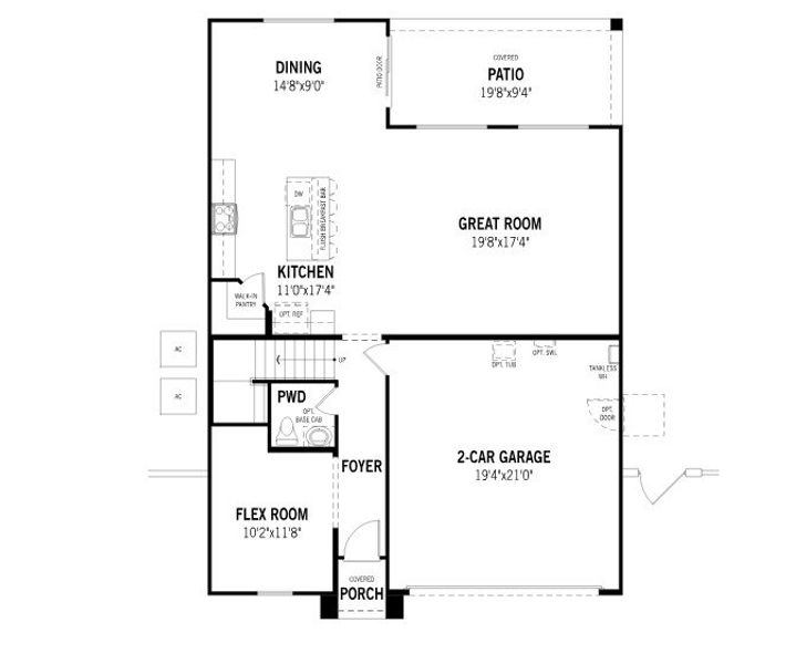2D floor plan layout for the Sunrise by Mattamy Homes in Soleo, San Tan Valley, AZ (Image 4).