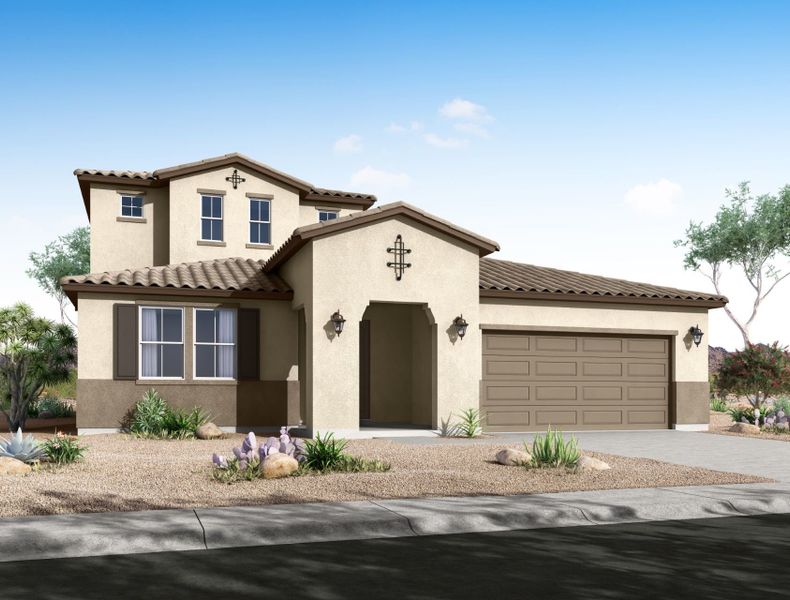 Representative exterior photo of a completed home built from the Ponderosa by William Ryan Homes in Silver Cross, San Tan Valley, AZ (Image 31).