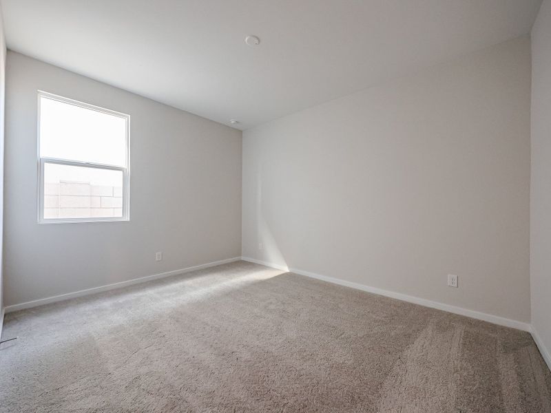 A room with a carpet and a window.