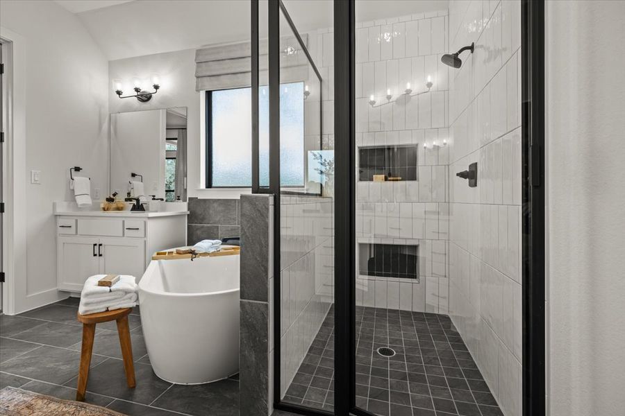 Furnished interior view inside a new home in 6 Creeks, Kyle (Image 45).