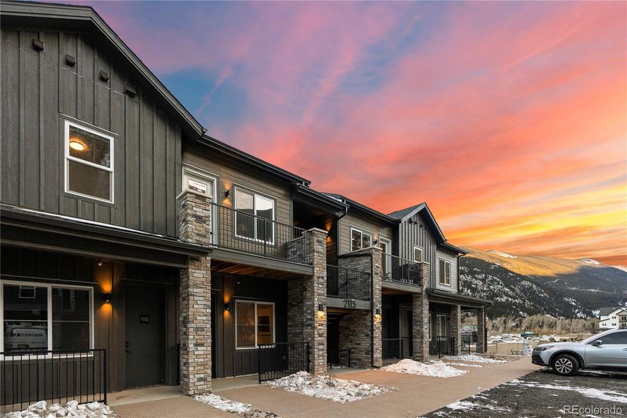 Front exterior of a new home in , Georgetown, CO, highlighting curb appeal (Image 1).