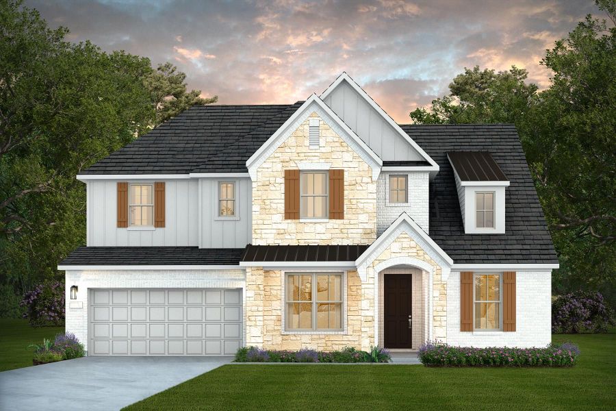 Representative exterior photo of a completed home built from the Ferris by Pulte Homes in Davis Ranch, San Antonio, TX (Image 18). Representative exterior photo of a completed home built from the Ferris by Pulte Homes in Davis Ranch, San Antonio, TX (Image 18).