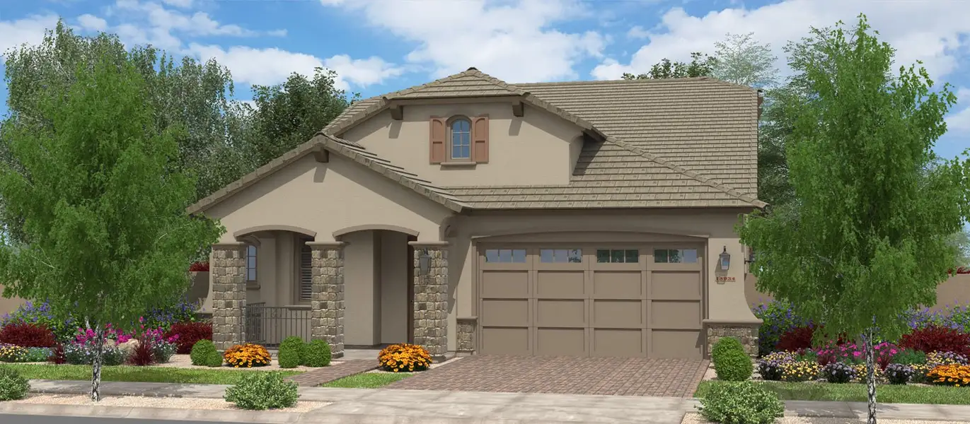 Representative exterior photo of a completed home built from the Mango with Loft by Fulton Homes in Orchard at Barney Farms, Queen Creek, AZ (Image 4).