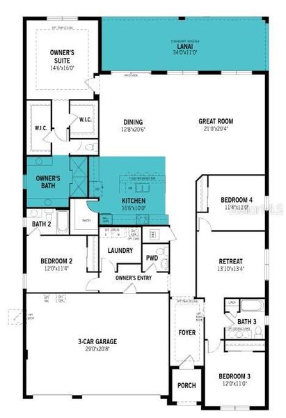 2D floor plan layout of this home in Wellen Park, Venice, FL (Image 4).