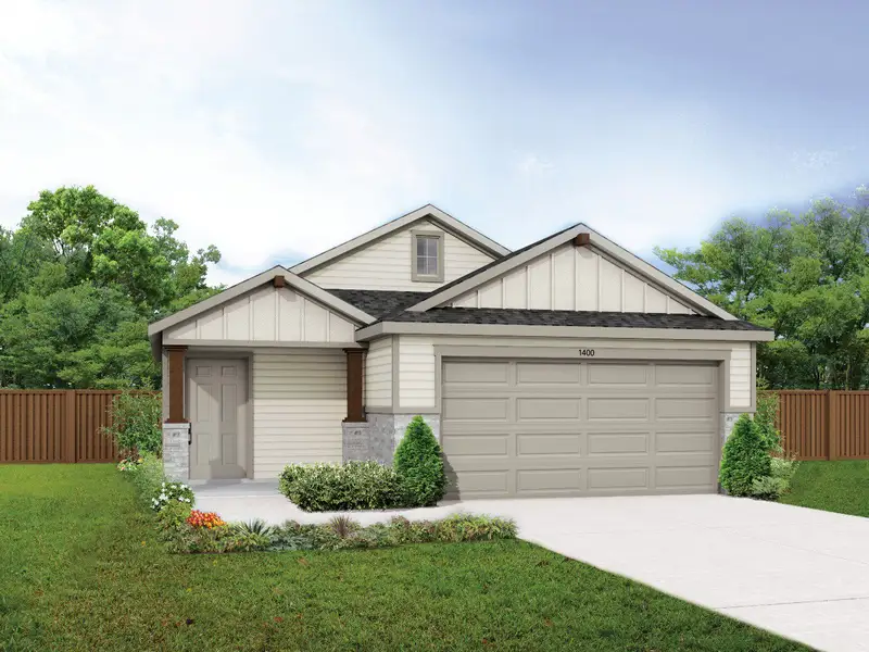 2D floor plan layout for the Compass by DRB Homes in Prominence, San Antonio, TX (Image 5).