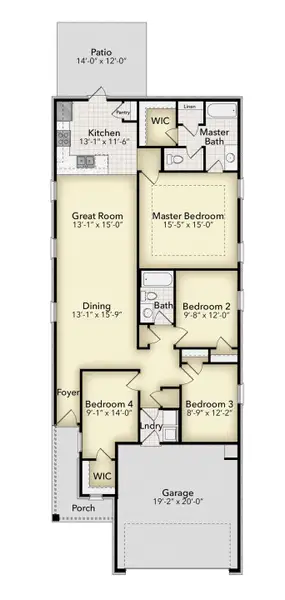 2D floor plan layout of this home in Fox Glenn, Panama City, FL (Image 3).