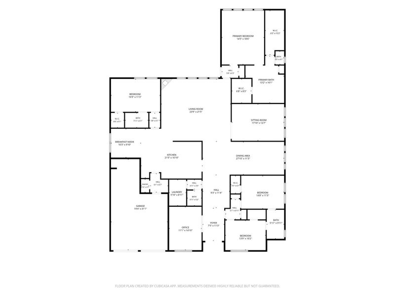 Single-story floor plan showcasing the home's4-bedroom, 3.5-bath layout and multiple livingspaces. Single-story floor plan showcasing the home's4-bedroom, 3.5-bath layout and multiple livingspaces.