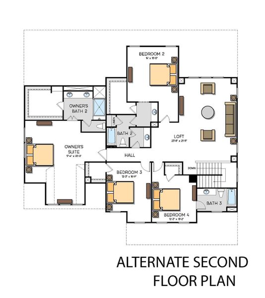 2D floor plan layout for the Princeton by Greybrook Homes in Harbor Watch, Statesville, NC (Image 40).