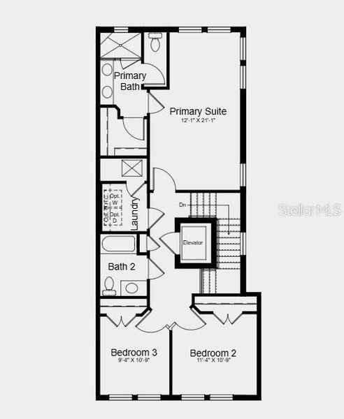 Upper Level Floor Plan - Structural options added include: Screened balcony and boat dock