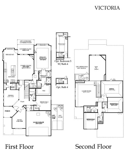 2D floor plan layout for the Victoria by Windsor Homes in Anna Town Square, Anna, TX (Image 7).