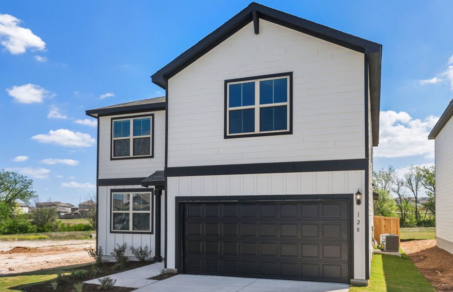 Front exterior of a new home in Sonterra, Jarrell, TX, highlighting curb appeal (Image 18).