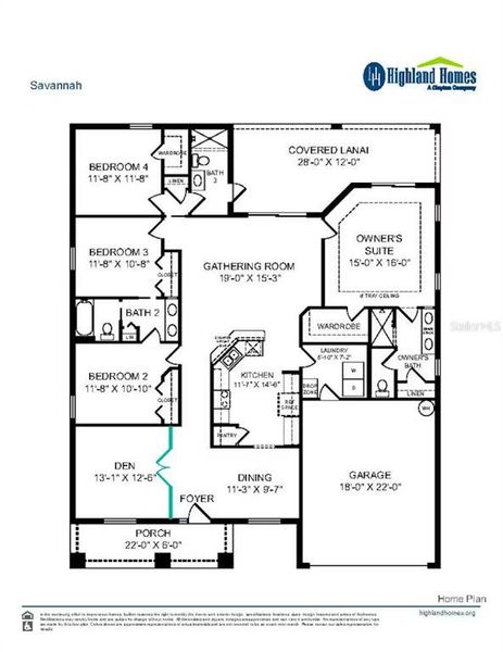 2D floor plan layout of this home in The Lakes, Lake Alfred, FL (Image 3).
