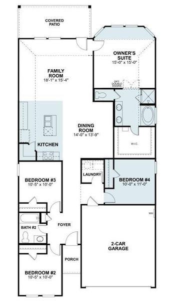 2D floor plan layout of this home in Miller's Pond, Rosenberg, TX (Image 4).