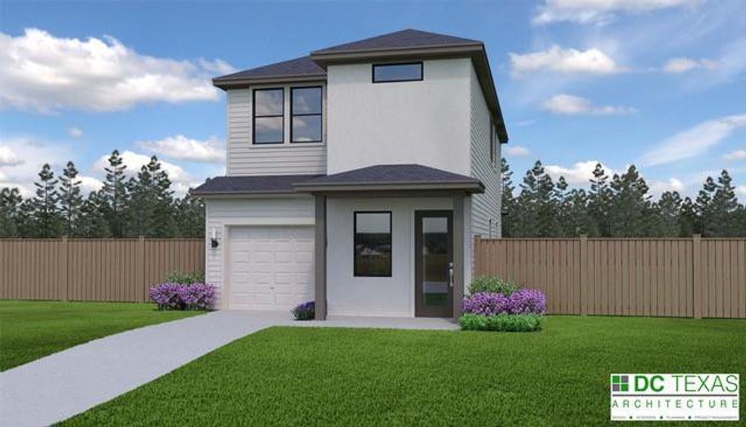 Rendering of front of home.