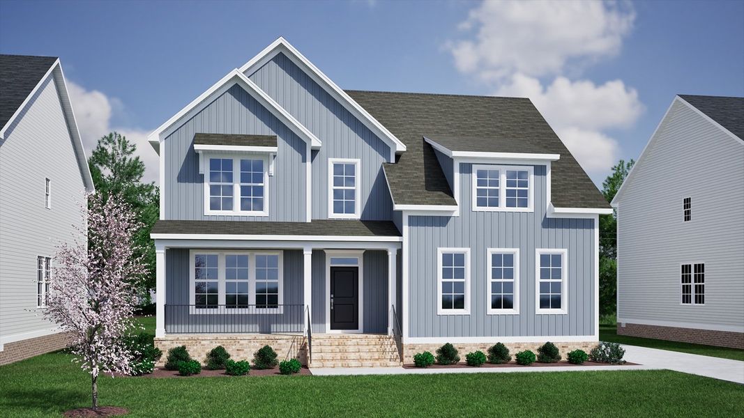 Representative exterior photo of a completed home built from the Savannah - Vanguard Collection by Mungo Homes in Fieldstone, Lexington, NC (Image 19).