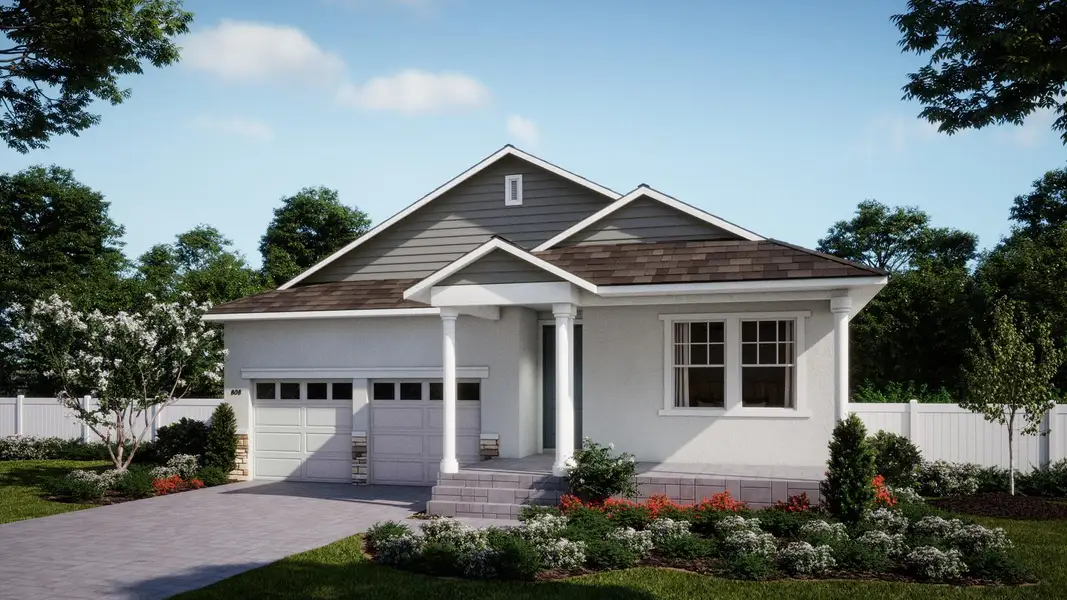 Representative exterior photo of a completed home built from the Willow by Risewell Homes in Cypress Bluff, Groveland, FL (Image 2). Representative exterior photo of a completed home built from the Willow by Risewell Homes in Cypress Bluff, Groveland, FL (Image 2).