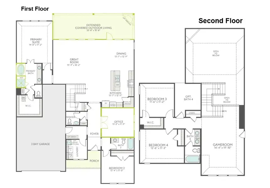 2D floor plan layout of this home in LaPrelle, Fort Worth, TX (Image 2). 2D floor plan layout of this home in LaPrelle, Fort Worth, TX (Image 2).