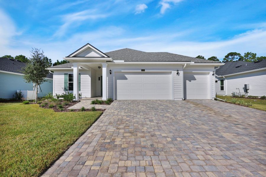 Representative exterior photo of a completed home built from the Eliza by Riverside Homes in Silver Landing at SilverLeaf, St. Augustine, FL (Image 30). Representative exterior photo of a completed home built from the Eliza by Riverside Homes in Silver Landing at SilverLeaf, St. Augustine, FL (Image 30).