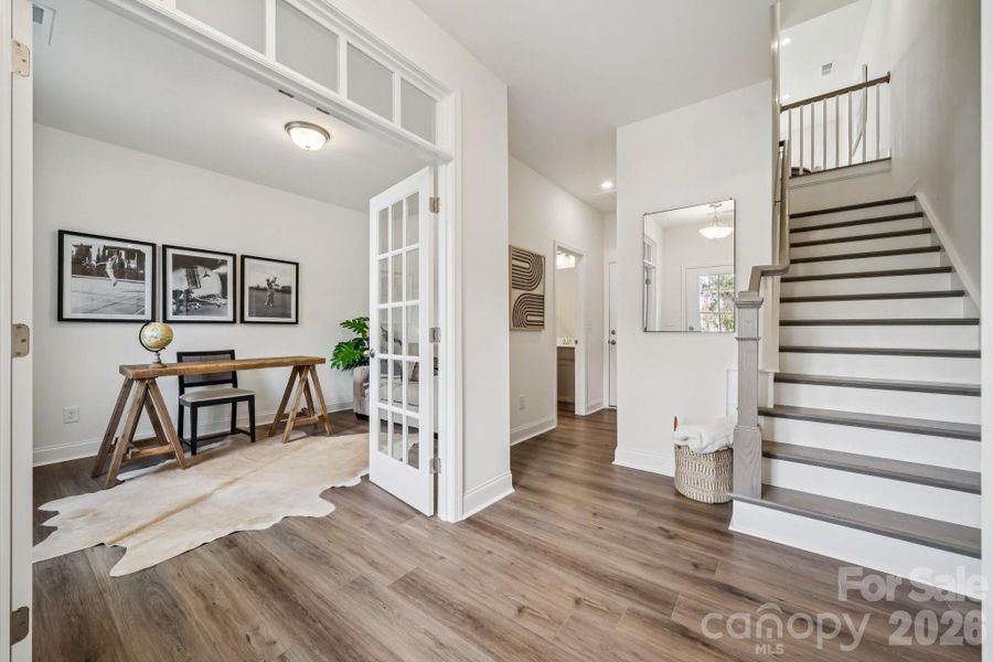 Office/4th bedroom has bathroom adjacent, as well as two closets in adjacent hall.