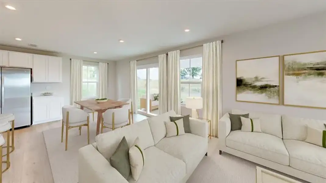 Furnished interior view inside a new home in Harpers Glen Single Family, Wendell (Image 3). Furnished interior view inside a new home in Harpers Glen Single Family, Wendell (Image 3).