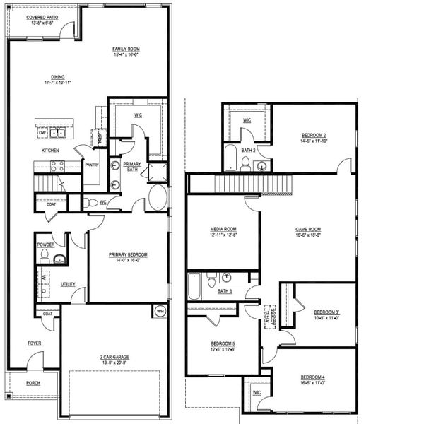 2D floor plan layout for the The Penrose by Lillian Custom Homes in Tabor Ranch, Ponder, TX (Image 5).