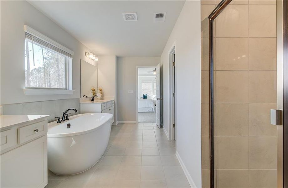 Furnished interior view inside a new home in Cambria at Traditions, Hampton (Image 15). Furnished interior view inside a new home in Cambria at Traditions, Hampton (Image 15).