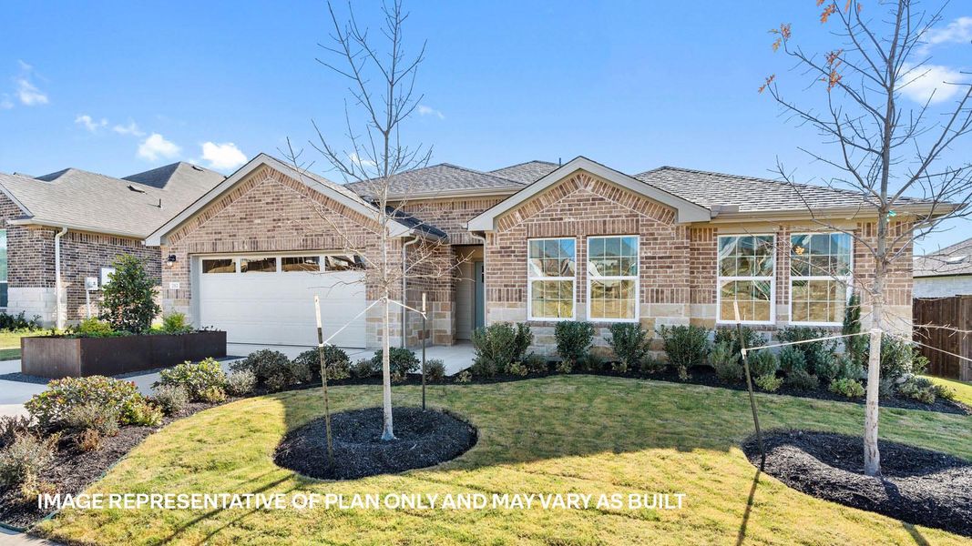 Front exterior of a new home in Riverview, Georgetown, TX, highlighting curb appeal (Image 23).