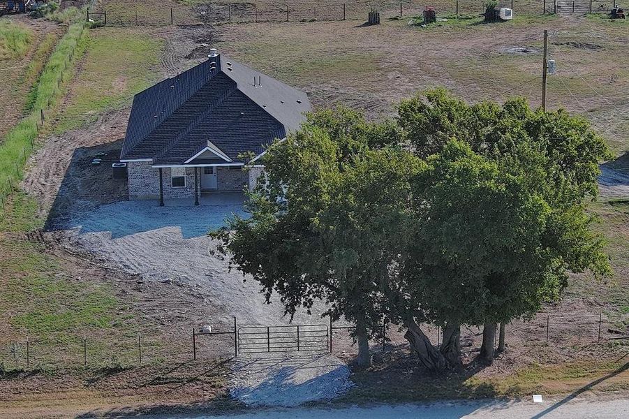 Aerial view of sparsely populated area featuring agricultural land Aerial view of sparsely populated area featuring agricultural land