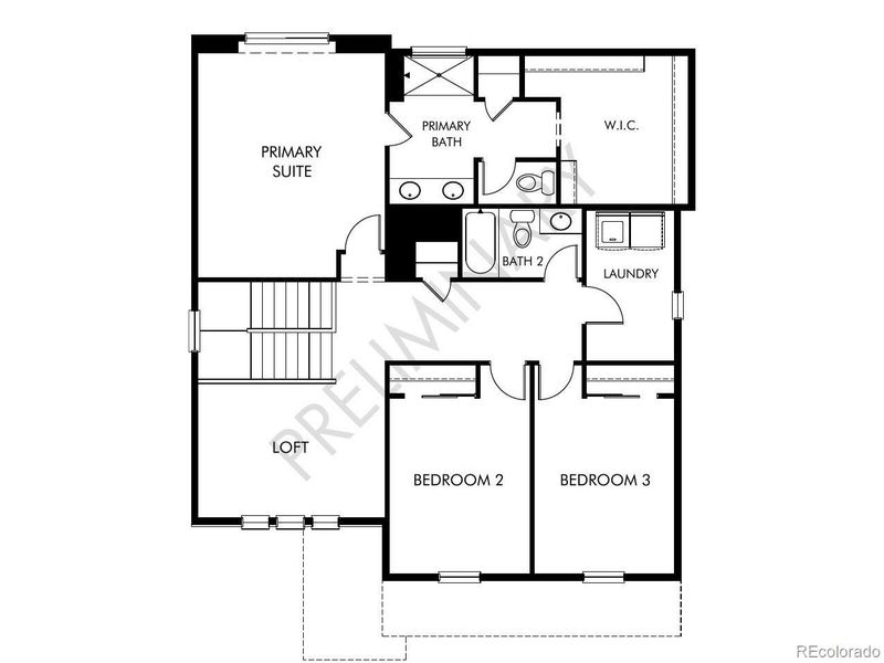2D floor plan layout of this home in Buffalo Highlands: The Flora Collection, Commerce City, CO (Image 5).
