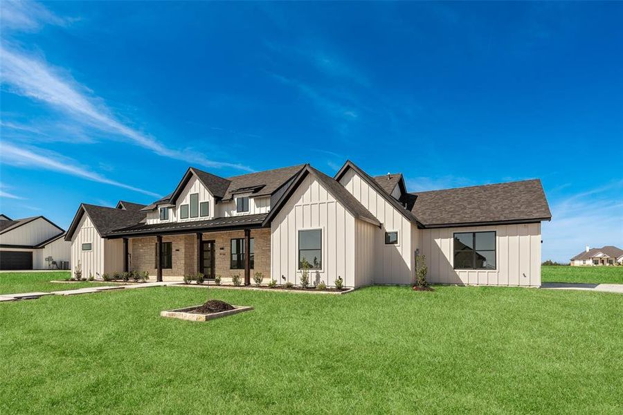 Front exterior of a new home in , Caddo Mills, TX, highlighting curb appeal (Image 23).