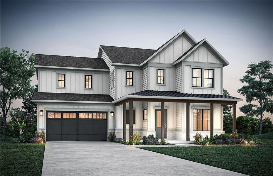 Front exterior of a new home in Silverwood, Cumming, GA, highlighting curb appeal (Image 20). Front exterior of a new home in Silverwood, Cumming, GA, highlighting curb appeal (Image 20).