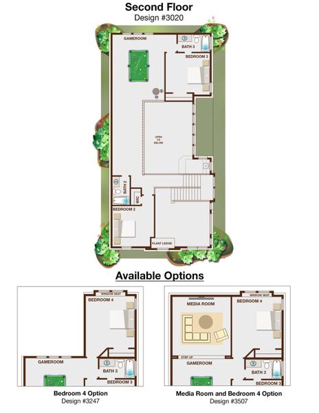 2D floor plan layout for the Royal Waterford by Grand Homes in Edgewater, Fate, TX (Image 5). 2D floor plan layout for the Royal Waterford by Grand Homes in Edgewater, Fate, TX (Image 5).