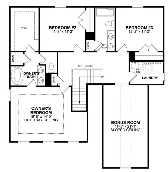 2D floor plan layout for the Erie II by M/I Homes in Bellamore, York, SC (Image 4).