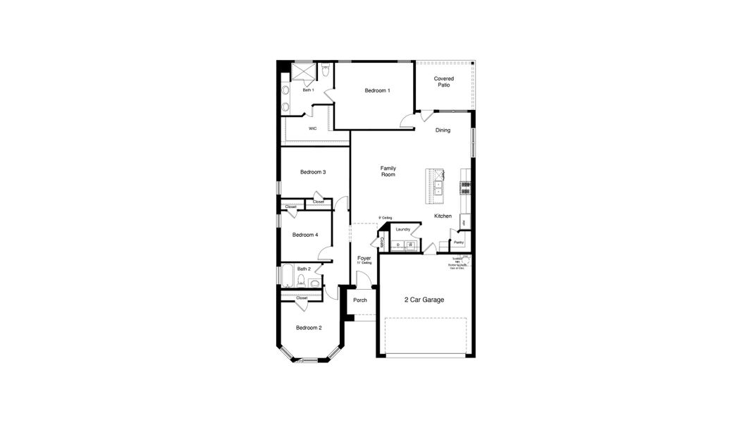 2D floor plan layout of this home in Monarch at the Meadows, Ponder, TX (Image 3).