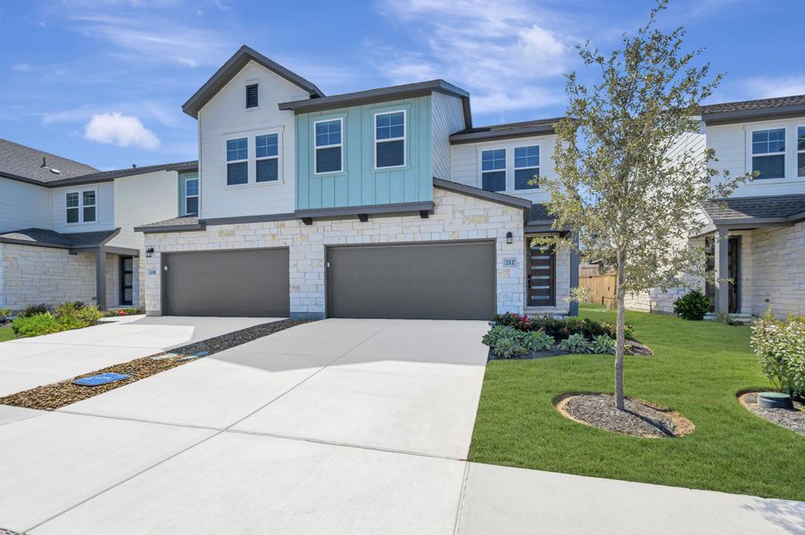 Front exterior of a new home in Park Central, Georgetown, TX, highlighting curb appeal (Image 24).