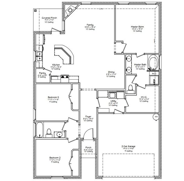 2D floor plan layout for the The Lily by Avonley Homes in Mission Ranch, College Station, TX (Image 2).