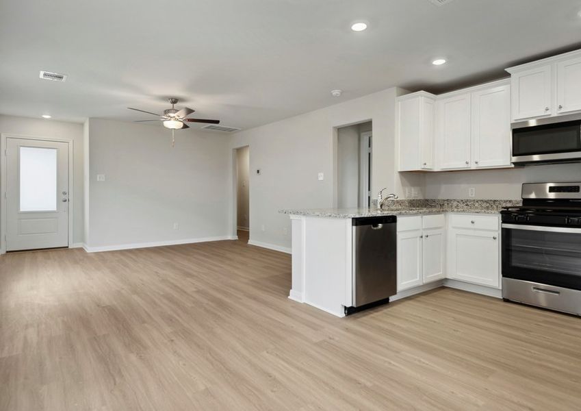 Kitchen over looking the family room