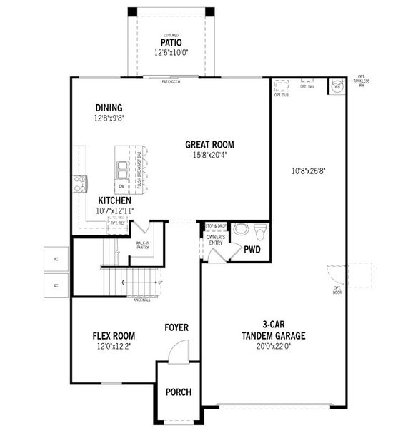2D floor plan layout of this home in Pinnacle at San Tan Heights, San Tan Valley, AZ (Image 2).