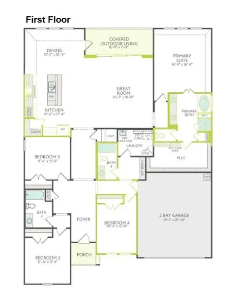 2D floor plan layout of this home in Inspiration Collection at Bridgewater, Midlothian, TX (Image 2).