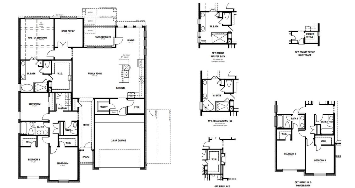 2D floor plan layout for the Fairfield by Scott Felder Homes in Windsong, Boerne, TX (Image 3).